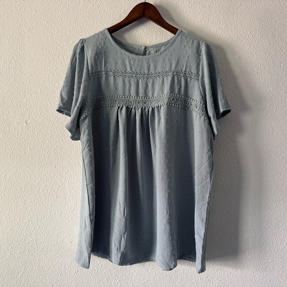 Trendy Chic Powder Blue Flowy Casual Short Sleeve Summer Top 2XL - Picture 13 of 14